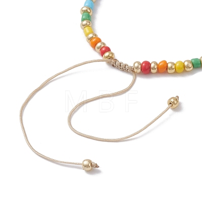 Rainbow Style Glass Seed Beads Braided Bead Bracelets for Women BJEW-JB10064-1