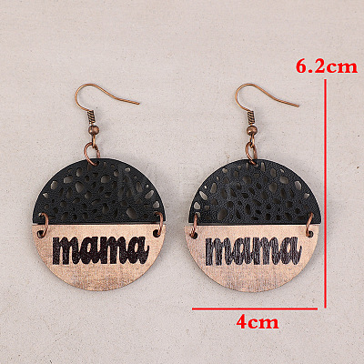 Mother's Day Alloy & Wood Dangle Earrings FS-WGFAE13-01-1