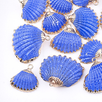 Spray Paint & Electroplate Sea Shell Pendants SSHEL-S262-08-1