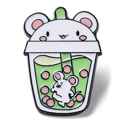 Cartoon Animal Boba Tea Cup Enamel Pin JEWB-E025-01EB-02-1