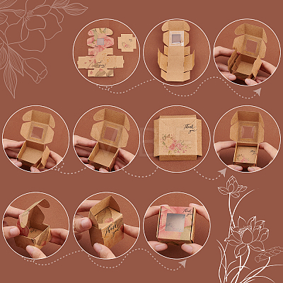   48Pcs 6 Style Square Foldable Creative Kraft Paper Gift Boxes CON-PH0002-67-1