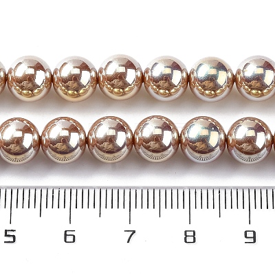 UV Plating Pearlized Glass Pearl Beads Strands GLAA-F128-01B-T15-1