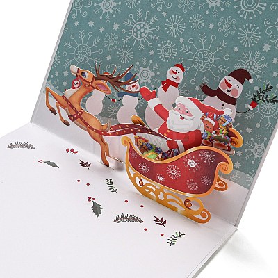 Rectangle 3D Deer Car Pop Up Paper Greeting Card AJEW-P124-D02-1