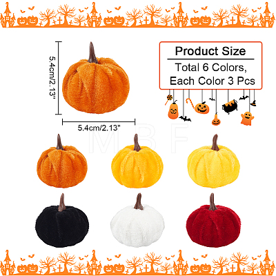  18Pcs 6 Colors Mini Velvet Imitation Pumpkin Display Decoration AJEW-NB0005-41-1