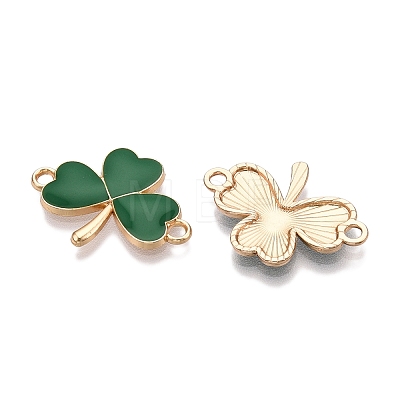 Rack Plating Alloy Green Enamel Shamrock Connector Charms ENAM-N056-354G-1