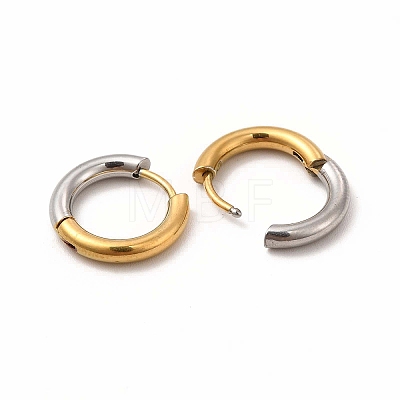 Two Tone 304 Stainless Steel Huggie Hoop Earrings for Women EJEW-C011-07A-1
