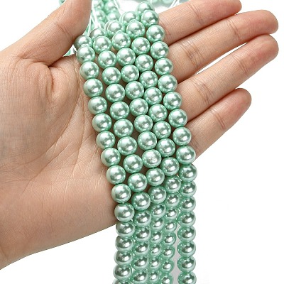 Eco-Friendly  Dyed Glass Pearl Round Bead Strands HY-A002-8mm-RB034-1