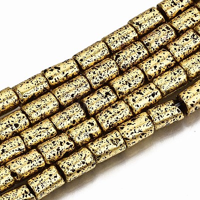 Electroplated Natural Lava Rock Bead Strands G-T131-38G-1