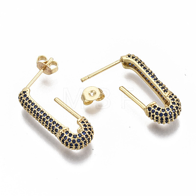 Brass Micro Pave Cubic Zirconia Stud Earrings EJEW-S208-102D-NF-1