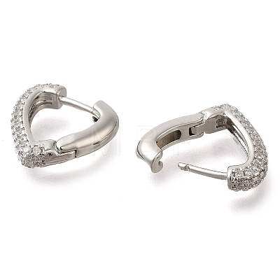 Rack Plating Heart Brass Pave Clear Cubic Zirconia Hoop Earrings EJEW-I310-09P-1