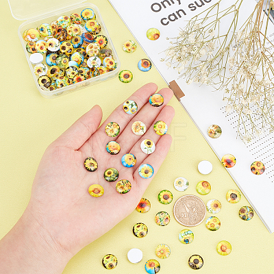 100pcs Glass Cabochons GGLA-PH0001-18-1