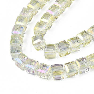 Electroplate Transparent Glass Beads Strands EGLA-N002-28-C03-1