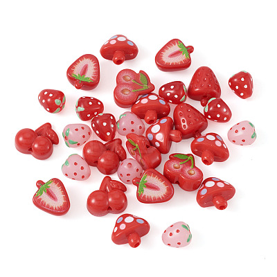 30Pcs 5 Styles Opaque Acrylic Beads MACR-TA0002-94-1