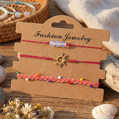 3Pcs Adjustable Glass Bead Nylon Cord Braided Bead Bracelet Sets NA1872-2-1