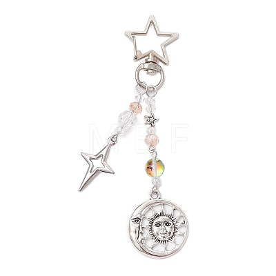 Glass Bead & Alloy Pendant Decorations HJEW-JM03016-01-1