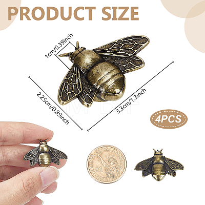 Brass Bees Display Decorations AJEW-WH0752-683-1