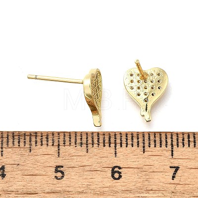 Heart Brass Micro Pave Cubic Zirconia Ear Studs EJEW-D304-35P-1