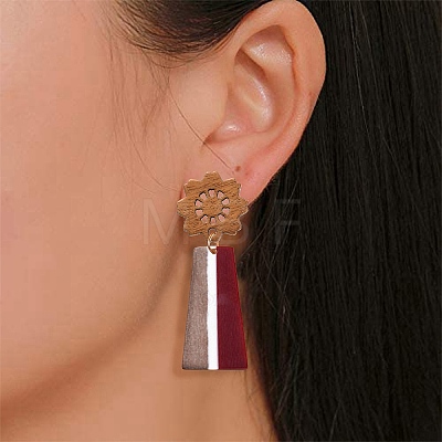 22Pcs 11 Styles Walnut Wood Stud Earring Findings MAK-CJ0001-17-1