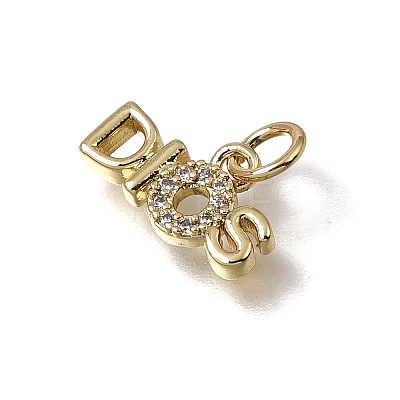 Brass Micro Pave Clear Cubic Zirconia Pendants KK-C262-47G-1