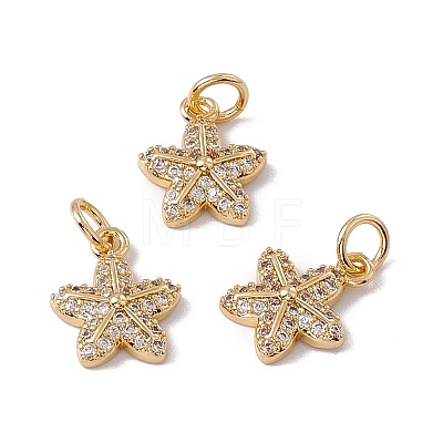 Brass Micro Pave Clear Cubic Zirconia Charms KK-G439-23G-1