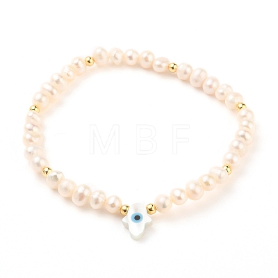 Natural Pearl Beads Stretch Bracelets BJEW-JB05539-1