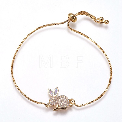 Adjustable Brass Bunny Bolo Bracelets BJEW-G593-07G-1
