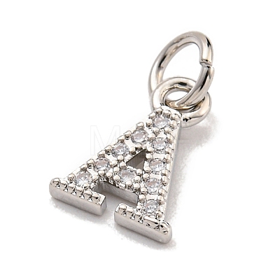 Initial Letter Brass with Cubic Zirconia Charms KK-Q814-26A-P-1