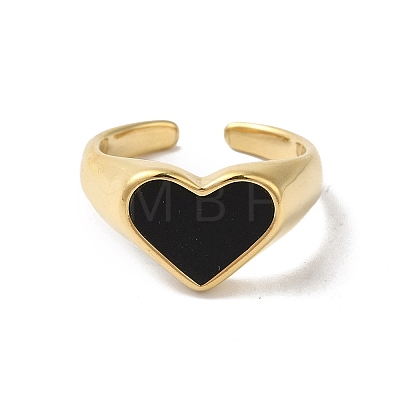 Shell Heart Open Cuff Ring for Women RJEW-C091-07G-02-1