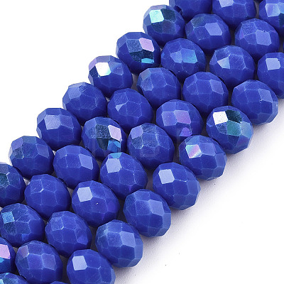 Electroplate Opaque Solid Color Glass Beads Strands EGLA-A044-P8mm-L32-1