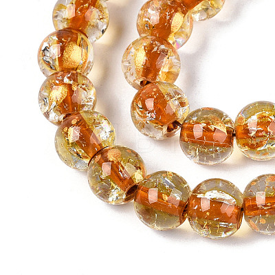 Crackle Transparent Glass Beads Strands GLAA-N030-8mm-01G-1