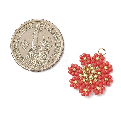 Glass Seed Beaded Flower Pendants PALLOY-MZ01181-01-1