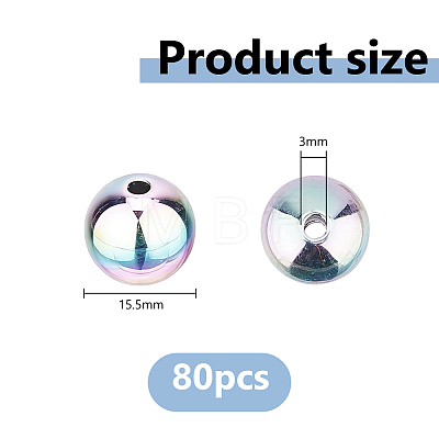 80Pcs UV Plating Opaque CCB Plastic Beads MACR-DC0001-28-1