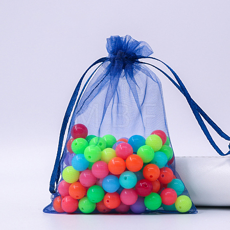 Rectangle Organza Drawstring Bags CON-PW0001-054B-03-1