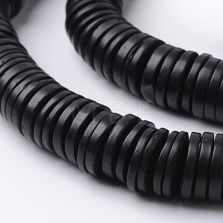Dyed Natural Coconut Flat Round Bead Strands COCB-O003-12F-1