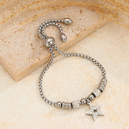 Adjustable 304 Stainless Steel & Crystal Rhinestone Slider Bracelets WGDC797-02-1