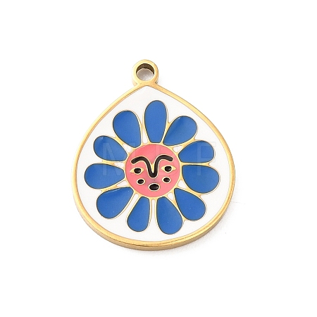304 Stainless Steel Enamel Pendants STAS-F335-01D-1