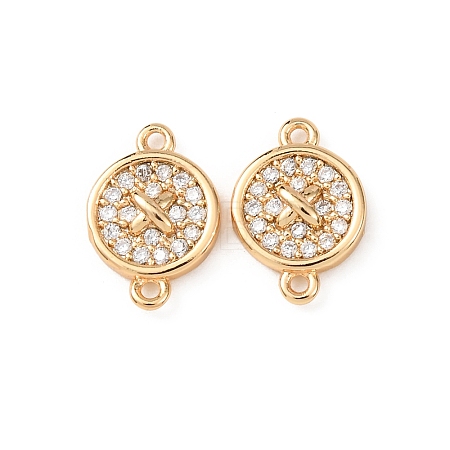 Brass Micro Pave Clear Cubic Zirconia Links KK-T082-08G-1