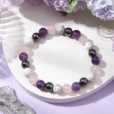 Natural & Synthetic Mixed Gemstone Beads Thread Stretch Bracelets for Women BJEW-JB11250-1
