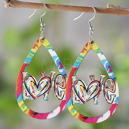 Valentine's Day Wood Dangle Earrings FS-WG2DDA3-05-1