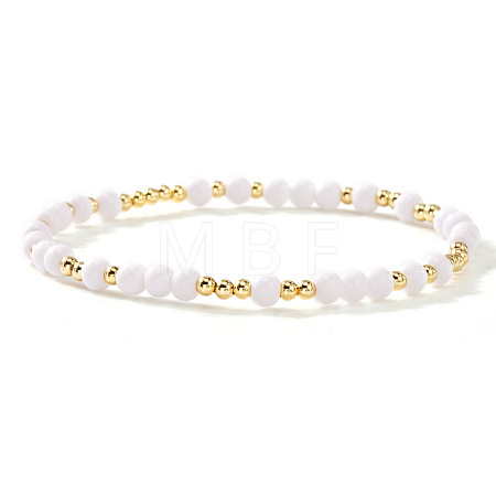 Acrylic & Brass Round Beaded Stretch Bracelets for Women QH9585-2-1