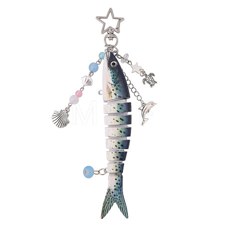 1Pc Resin Fish Pendant Decorations HJEW-CA0001-78A-1