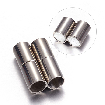 Tarnish Resistant Column 304 Stainless Steel Magnetic Clasps with Glue-in Ends STAS-I026-02-1