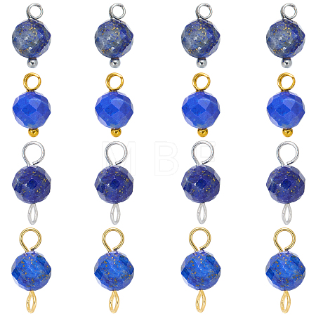16Pcs 4 Styles September Birthstone Natural Lapis Lazuli Pendant and Connector Charms PALLOY-SW00117-1