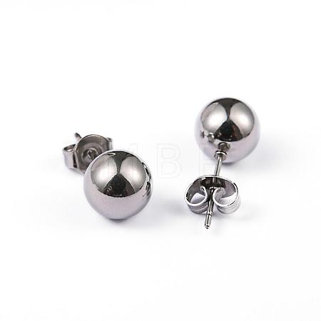 Tarnish Resistant 304 Stainless Steel Ball Stud Earrings EJEW-2224-8mm-P-1