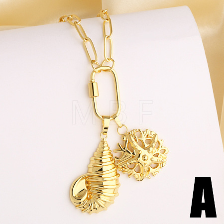 Summer Beach Brass Pendant Necklaces WGEACD0-01-1