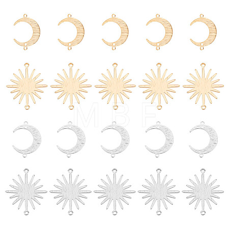 32Pcs 4 Styles Brass Connector Charms KK-AR0002-84-1
