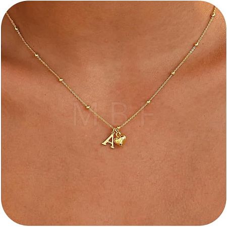 Brass Initial and Heart Pendant Necklaces for Women FS-WG01F32-01-1