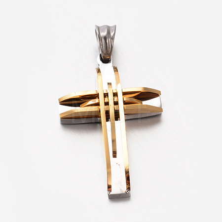 Men's Jewelry 201 Stainless Steel Cross Pendants X-STAS-F010-44G-1