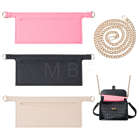 3Pcs 3 Colors Rectangle Felt Purse Organizer Insert PURS-PH0001-46-1