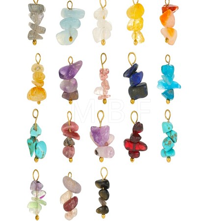 Natural & Synthetic Mixed Gemstone Chip Pendants G-OY009-80G-1